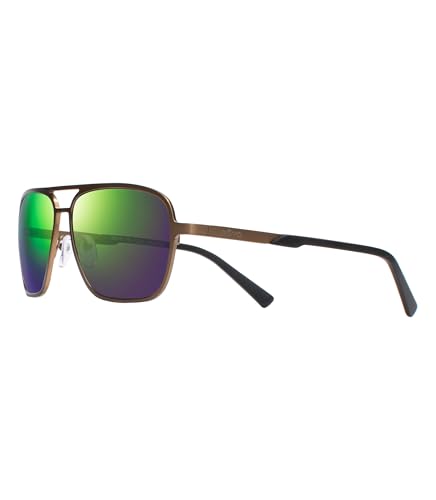 Revo Sunglasses Horizon: Polarized Lens Filters UV, Titanium Navigator Frame, Satin Bronze Frame with Evergreen Photochromic Lens