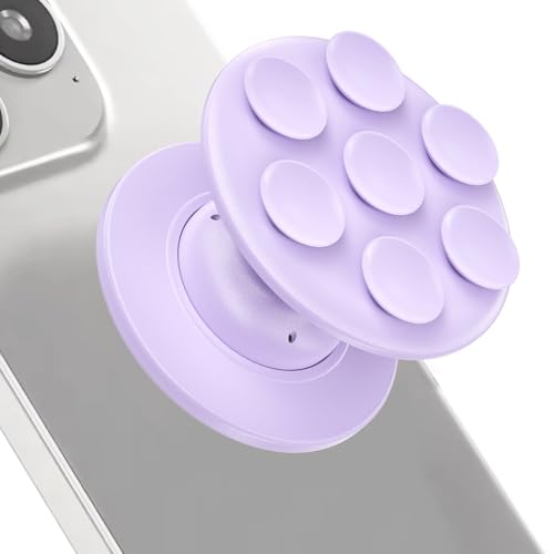 AUROX Expandable and Collapsible Phone Grip Stand Holder, Silicone Suction Cup Phone Grip Holder Stand, Compatible with Kindle, Smartphone Tablet Cell Phone Accessory (Adhesive Type, Purple)