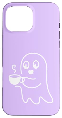 Aesthetic One Line Art Ghost and Coffee - ���C���b�N �X�}�z�P�[�X iPhone 16 Pro Max �p
