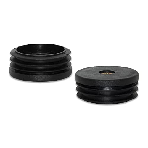 Image of Flyshop Black M8 Threaded Plastic Plugs Round Tube End Caps Tubing Plugs Inserts Furniture Glider 50 mm Diameter 4 Pcs