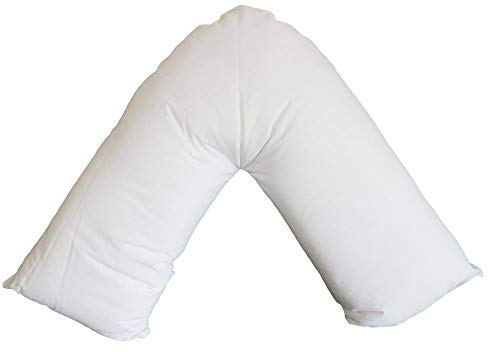 V Shaped Shape Pillow Non Allergenic Orthopaedic Pregnancy Lower Back Support With V Shaped Pillow Case Cases (Latte)