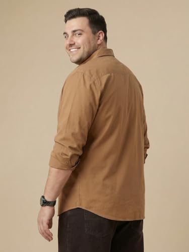 Image of Thomas Scott Men's Plus Size Cotton Casual Shirt | Regular Fit | Long Sleeves | Spread Collar | Solid | Soft & Breathable | Everyday Comfort Shirt for Men