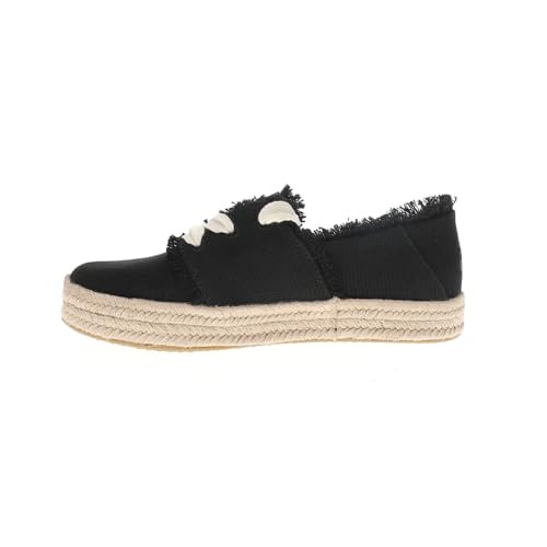 Toms Womens Carolina Lace-Up Black Beachside Woven/Fray 7 Medium