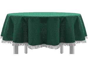 EXKLUSIV HEIMTEXTIL Gartentischdecke mit Fransen Tischdecke Classic Outdoor PVC Weichschaum rutschhemmend für Garten, Balkon, Terrasse 150x210 cm oval grün