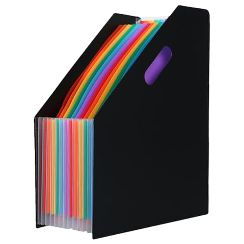 PRETYZOOM Carpeta Acordeón Expandible Grande Organizador de Documentos de Plástico Resistente para Oficina y Hogar con Múltiples Compartimentos y Soporte Vertical Negro