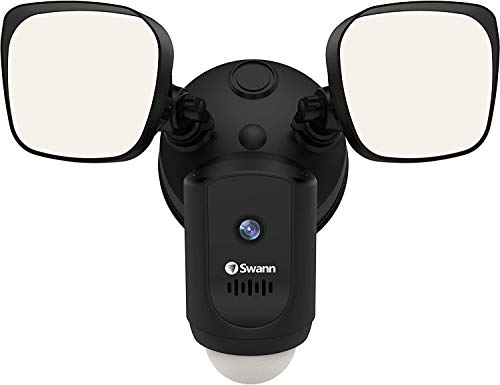 Swann Wi-Fi 1080p Waterproof Motion Activated FloodLight Camera with Night Vision, Heat Sensing, 2-Way Talk, Dimmable 2400 Lumens, Wide 125 Degree Viewing, Free Cloud & Local Recording