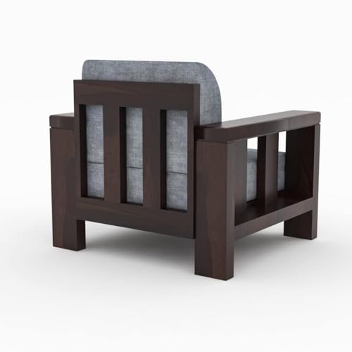 Image of NATRAJ ART & CRAFT Sheesham Wood 5 Seater Sofa Set for Living Room | 3+1+1 Seater Sofa Set | Wooden Sofa Set | (Walnut Finish)