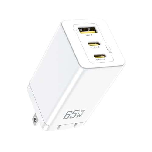 65w 急速 充電器 Type-C【純正品】3ポート【USB-C *2とUSB-A*1】PD3.0 PPS GaNII 折り畳み式 iphone17/16/15/MacBook/iPad/Galaxy/Android/PC/45w/30w対応 PSE適合 ホワイト