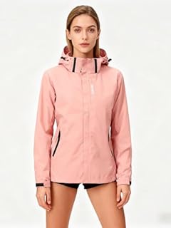 Leichte Windjacke für Damen, wasserdicht, winddicht, mit Kapuze, atmungsaktiv, Outdoor-Mantel für tägliche Reisen und Arbeit