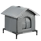 Cuccia per Gatti Da Esterno, Cuccia per Animali Domestici, Calda in Tessuto Oxford Con Piedini Rialzati, Per Animali Domestici, Per L'inverno, Per Esterni, Garage, Fienile, Portico (Grey, S)
