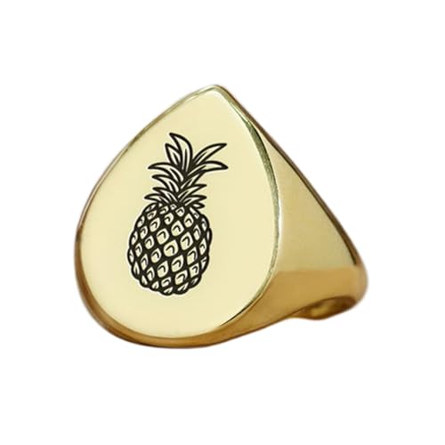 Bague ananas poire argent anti allergie chevalière dorée
