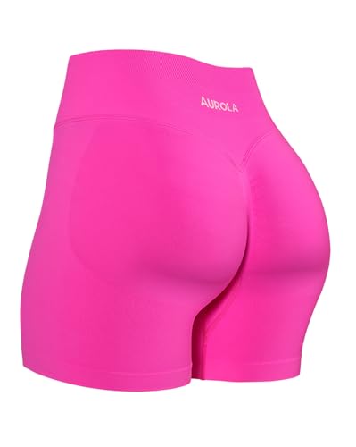 Image of AUROLA Influence Workout Shorts for Women,2.5 3.5 4.5 5.5 6.5 No Roll Up Squat Proof Scrunch Seamless Compression Gym Short