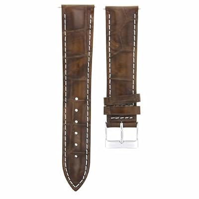 Ewatchparts 19mm Leather Watch Band Strap Compatible With Breitling Pilot Watch Light Brown With White Stitching