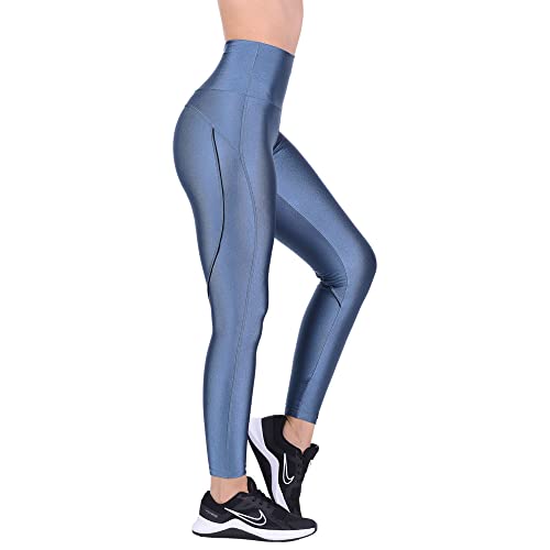 Calça Legging Fitness Cirrê Cós Alto Summer Soul Azul (as2, alpha, l, regular, regular, Azul)