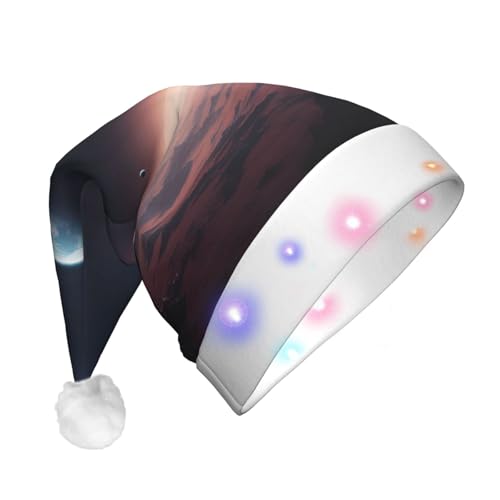 Bkdogkt Sombrero de Navidad con luces para hombre y mujer, diseño de planeta espacial