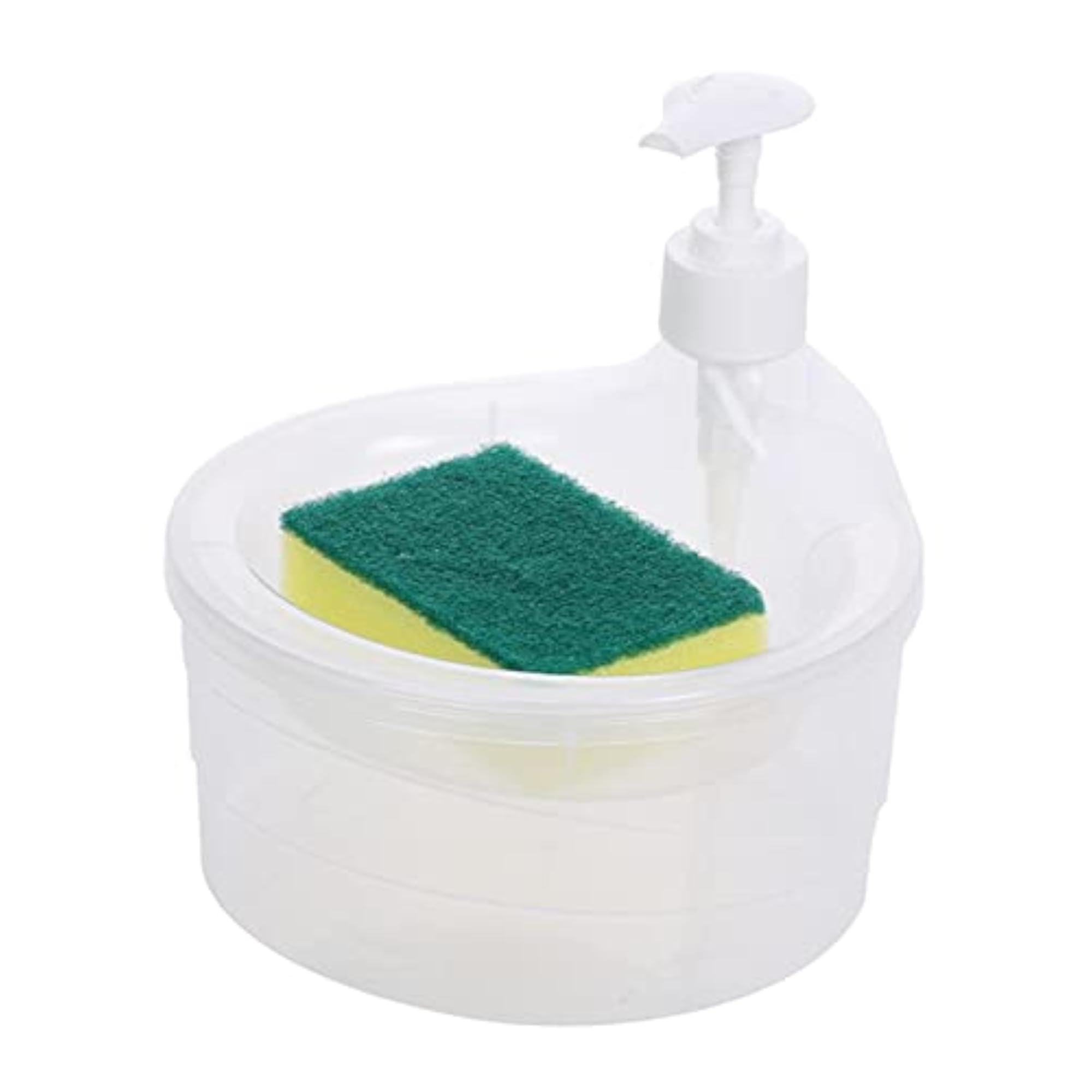 Clear Soap Dispenser and Scrubber Holder for Kitchen, Practical