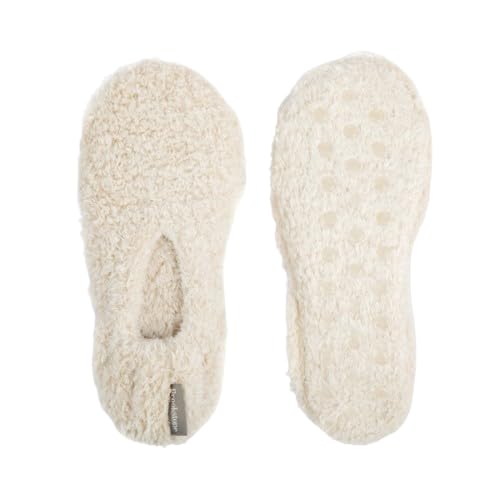 Image of Brookstone Plush Footies - Memory Foam Slippers with Ultra-Soft Sherpa, Non-Skid Sole, One-Size-Fits-Most, Machine Washable for Women, Stocking Stuffers and Christmas Gifts