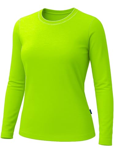 URBAN BUCK Womens High Visibility Running Workout Swim Shirt - UPF50+ Lightweight Basic Long Sleeve Sun T-Shirt for Women Ceila Neon Green (S)