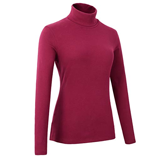 Image of Women's Soft Cotton Turtleneck Top Basic Pullover Sweater