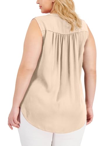 Image of Eytino Womens Plus Size Tank Tops Summer Sleeveless V Neck Casual Loose Chiffon Blouse Office Work Shirts(1X-5X)