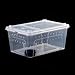 Leefasy Reptile Feeding Box,Transparent Terrarium Habitat Cage Transport Breeding Box with Feeder Bowl for Frog Treefrog Snake, 38x24x17cm