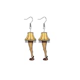 Cute Woman Leg Lamp Earrings Fun Acrylic Yellow Dress Earrings Movie-themed Party Jewelry Christmas and Valentine's Day Gifts-1
