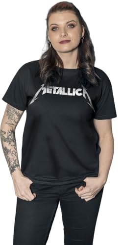 Metallica Textured Logo Unisex Camiseta Negro M 100% algodón Vorne Bedruckt Regular