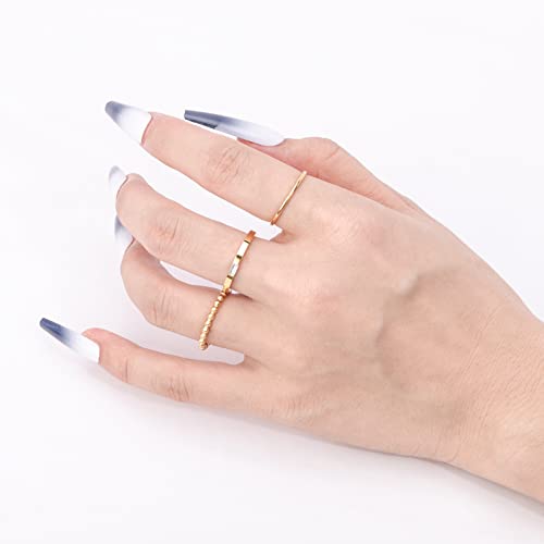 Joacii 18K Gold Plated Stackable Rings For Women Stainless Steel Toe Rings Mens Rings Set Comfort Fit Size 10 #TOP1