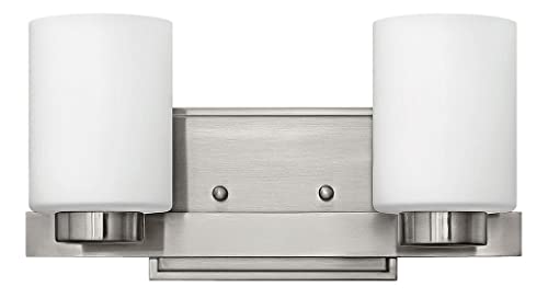 Millennium Lighting 2 Light Bathroom Vanity Fixture In Multiple Finishes With Clear Glass Shades Brushed Nickel Nickel Brushed
