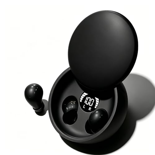 NVXMANIYK Sleep Earbuds Bluetooth 5.4 Mini Invisible Noise Blocking Sleeping Headphones Hidden Earbuds with LED Display for Small Ears for Side Sleepers Meditation Travel Gym Workout (Black)