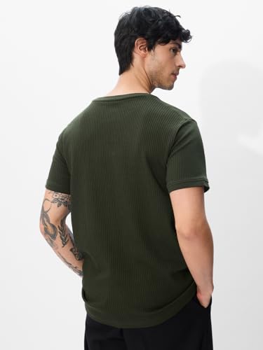 Image of The Souled Store Korean T-Shirts: Men and Boys Short Sleeves Round Neck Solid Regular Fit Easy to Style Everyday Wear Trendy Lightweight T-Shirt
