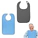Produktbild Katyjun 2 Stück Frottee Lätzchen für Erwachsene Senioren Waschbar, Mehrweg Wasserdichte Latz für Erwachsenen Groß(Blau+Grau)