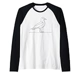 Gaviotín Arte Lineal Ornitólogo Camiseta Manga Raglan