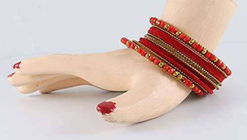 Image of NMII Metal with Zircon Gemstone, Pearls and Beads Studded Glossy Finished Bangle Set For Women and Girls