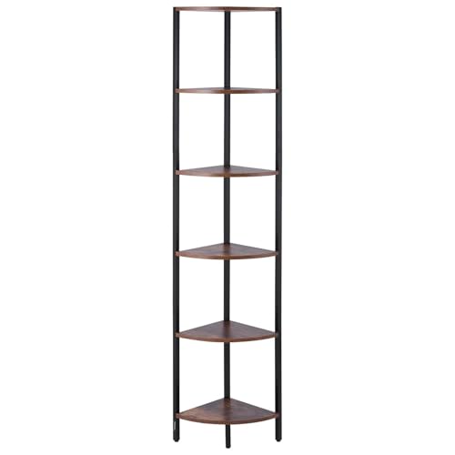 Image of VEVOR 6 Tier Corner Shelf with LED Light, 68 inch Tall Corner Bookshelf with Storage Shelves for Collectibles, Display Shelf with Multi-Color Lights Controlled Via RC /APP for Bedroom, Living Room, Office