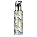 Mnsruu Tucano Foglia Pianta Uccello Borraccia Termica con Cannuccia Sportiva, Bottiglia Acqua in Acciaio Inox Isolato 600ML Senza BPA per Bevande Calde e Fredde per Bambini Scuola
