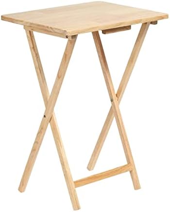 KHAPALWAK Natural Wood Folding Snack Table, Single Folding Tray Table, Bedside Table, Tv Dinner Table, Lightweight Portable Coffee Table, Camping Table Perfect For Indoor And Outdoor.