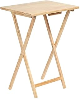 KHAPALWAK Natural Wood Folding Snack Table, Single Folding Tray Table, Bedside Table, Tv Dinner Table, Lightweight Portable Coffee Table, Camping Table Perfect For Indoor And Outdoor.