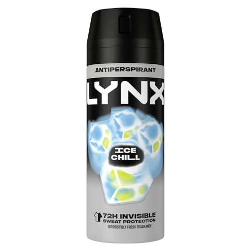 Lynx Men Ice Chill Deodorant Body Spray Antiperspirant with ProScent technology and an iced mint & lemon scent for 72 hours protection against odour and wetness 150 ml, Pack of 6