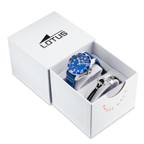 Imagen de LOTUS Reloj Niño Analógico de Cuero Azul Movimiento de Cuarzo Reloj Infantil Cristal Mineral de Alta Resistencia Resistente al Agua 5 ATM 18861