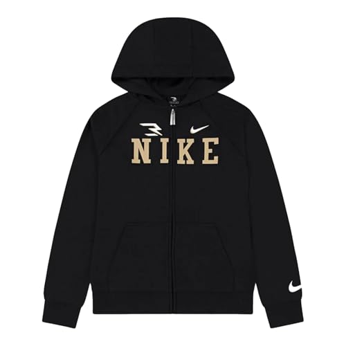 NIKE 3Brand Felpa da Ragazzi con Cappuccio e Zip Collegiate (IT, età, 10 Anni, 12 Anni, Regular, Nero)