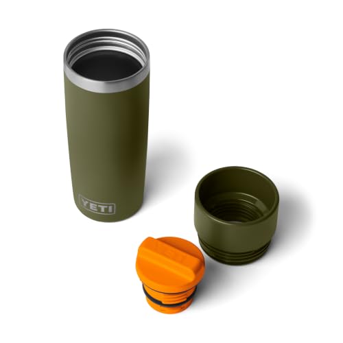 Image of YETI Rambler 16 oz Travel Bottle, Stainless Steel, Vacuum Insulated with Leakproof Commuter Cap, Olive /King Crab Orange