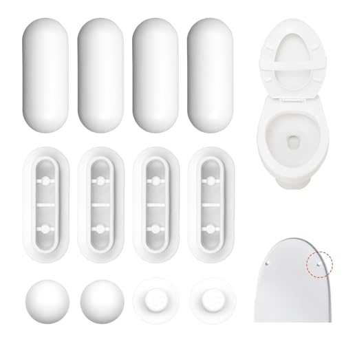 Tope de Asiento de Inodoro de 12 Piezas, Amortiguador Universal para Asiento y Tapa de Inodoro, Reduce el Ruido, para el Hogar, La Oficina y el Hotel (blanco)