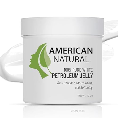 American Natural 100% Pure Ultra White Petroleum Jelly (12 Oz) - Travel Size Petrolatum Skin Protectant for Minor Cuts Burns Eczema & Diaper Rash Multi-Use Organic Moisturizer for All skin type