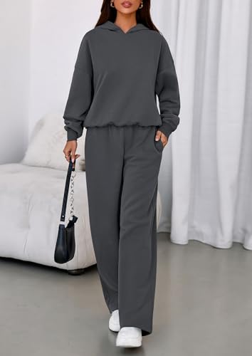 Image of PRETTYGARDEN Womens Sweatsuits 2 Piece Set 2026 Casual Winter Long Sleeve Hoodie Loose Wide Leg Sweatpants Fall Tracksuit