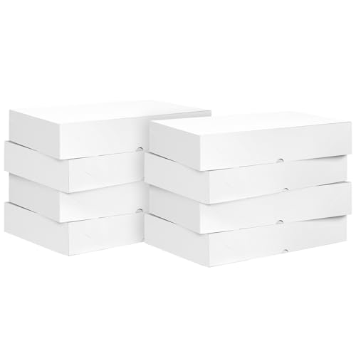 Ocmoiy 8 Pack Large Gift Boxes with Lids 17 x 11 x 4 Inches Extra Deep White Gift Boxes for Presents Auto Pop-up Clothes Box for Robes Shirts Blankets and Bulky Presents