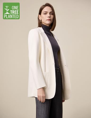 Amoretu Women's Wool Kint Blazers Work Casual Suit with Pockets Long Sleeve Outerwear, 20243