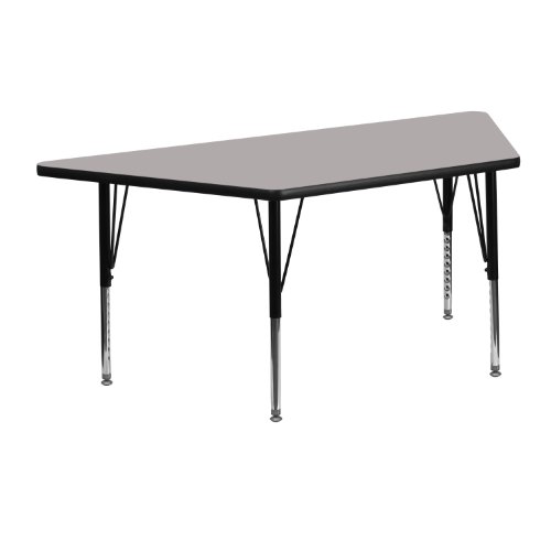 Flash Furniture 25 W x 45 L Trapezoid Grey HP Laminate Activity Table - Height Adjustable Short Legs