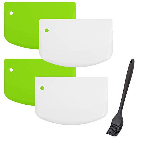 4 raschietti per impasto, raschietto per pane, con 1 pennello da pasticceria per pane, torte, decorazione per principianti, professionale