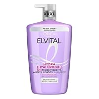 L’Oréal Paris Elvital Hydra Hyaluronic feuchtigkeitsspendendes XXXL Shampoo für glänzendes Haar, Hyaluron Shampoo für einen Feuchtigkeitsboost & Schutz, langanhaltende Feuchtigkeit und Pflege, 1000ml